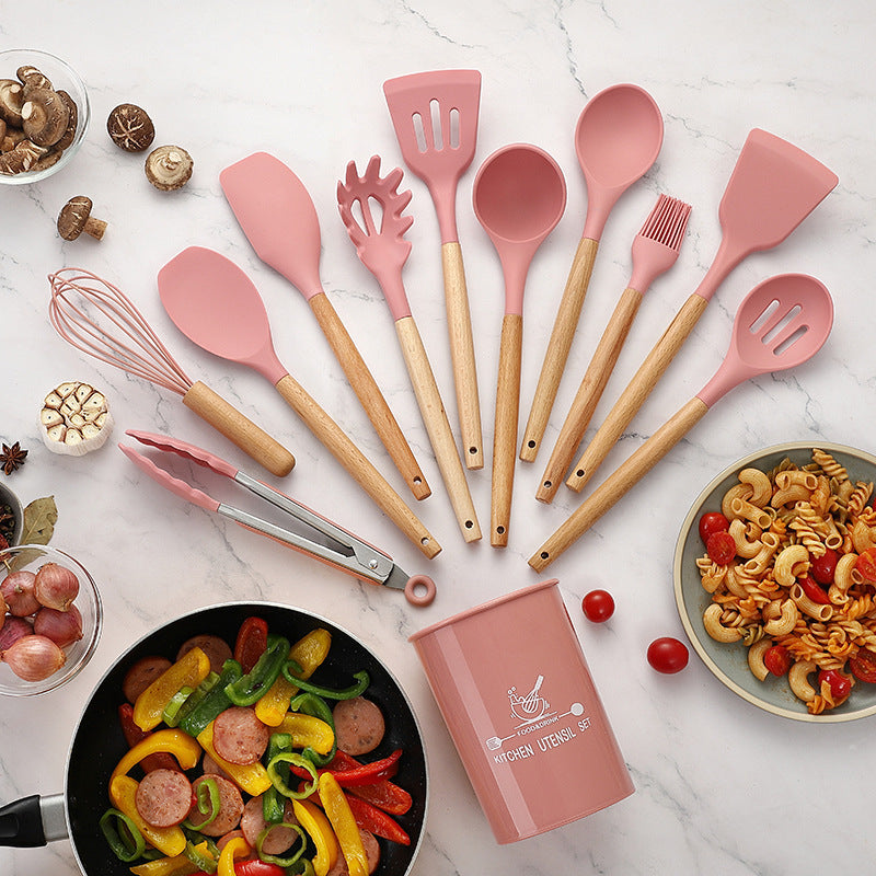 12-Piece Wooden Handle Cooking Utensil Set