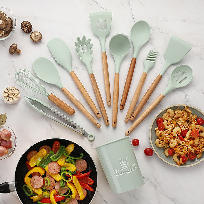 12-Piece Wooden Handle Cooking Utensil Set
