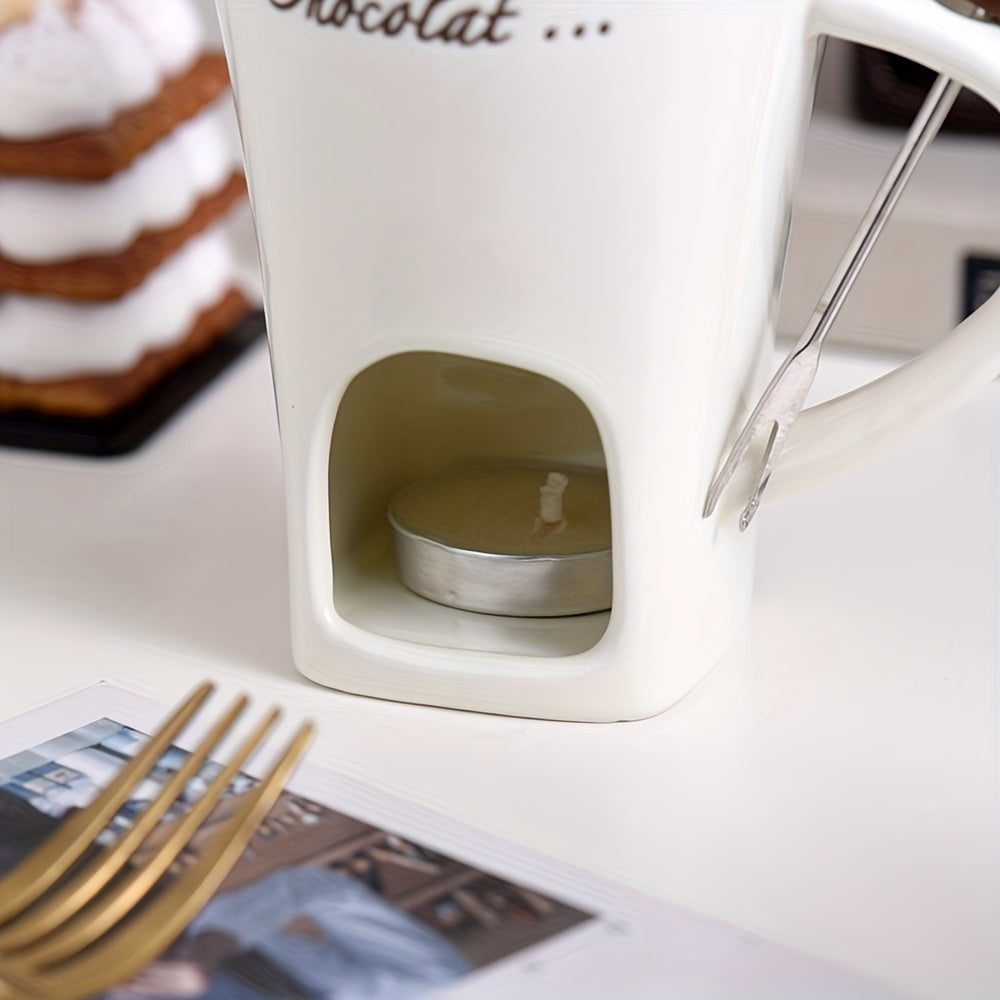 Ceramic Chocolate Melting Cup with Fork