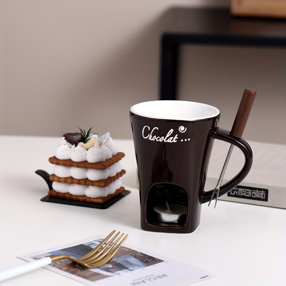 Ceramic Chocolate Melting Cup with Fork