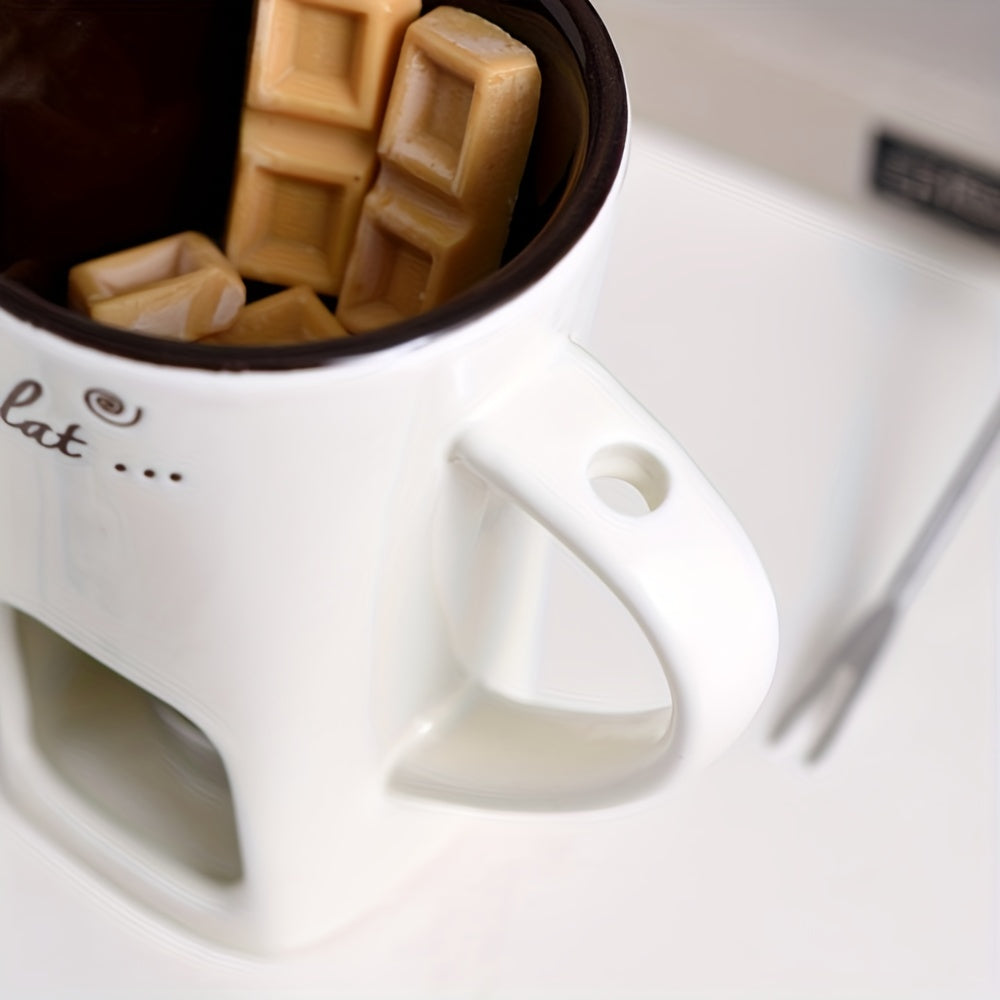 Ceramic Chocolate Melting Cup with Fork