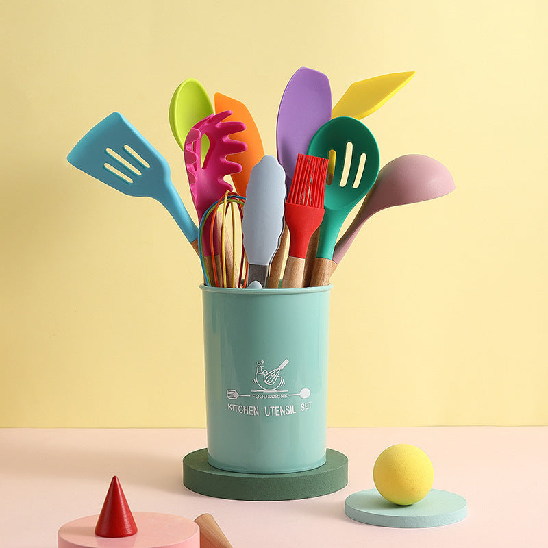 12-Piece Wooden Handle Cooking Utensil Set