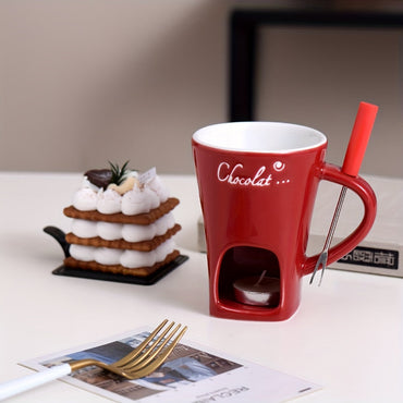 Ceramic Chocolate Melting Cup with Fork