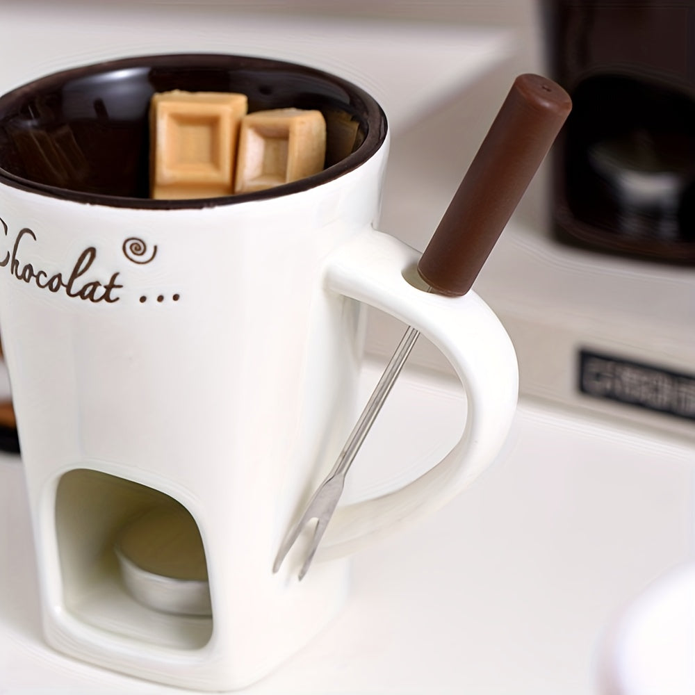 Ceramic Chocolate Melting Cup with Fork