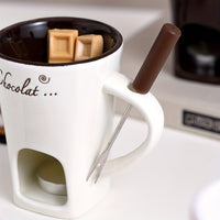 Ceramic Chocolate Melting Cup with Fork